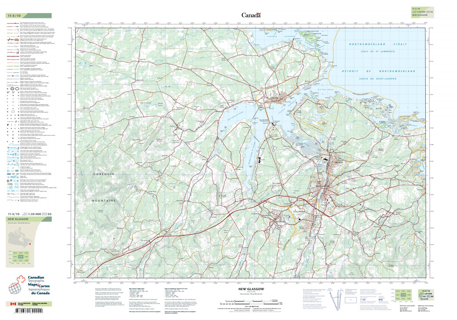 Pictou County Maps – Topographic Map 011E10 (NewGlasgow)