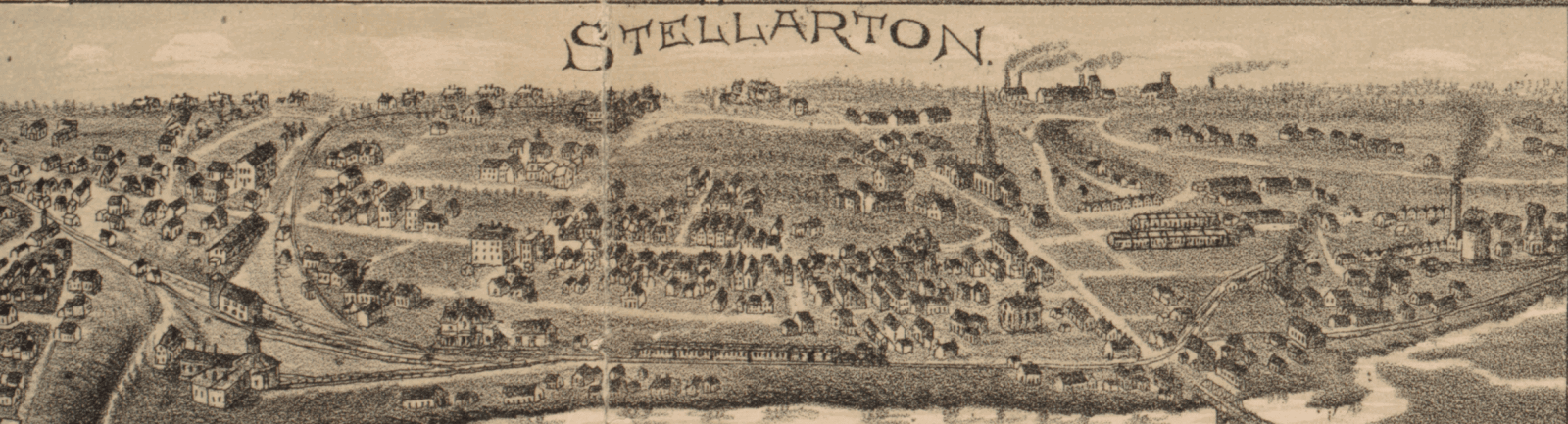 1889 Stellarton Map Birds eye view map