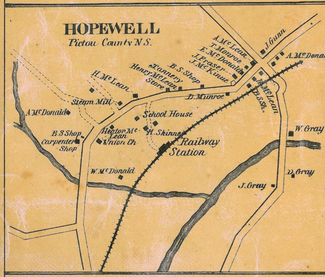 Hopewell Map Detail - 1864 Pictou County Topographical Township Map