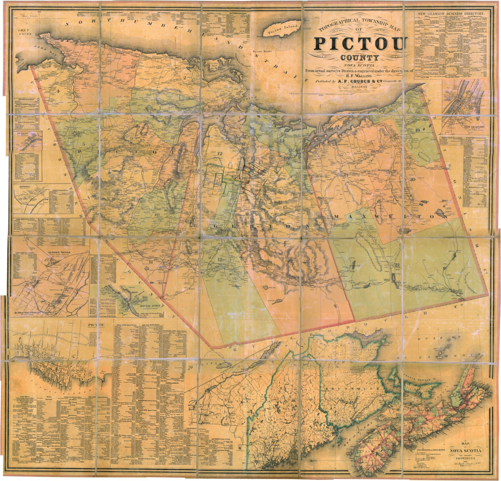1864 Pictou County Topographical Township Map
