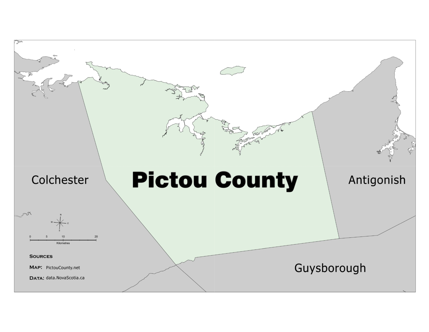 Pictou County Boundary Map (basic)